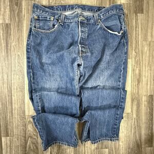 Levi’s 501 Straight Fit Jeans Blue Denim Button Fly 40x34 Made in Mexico